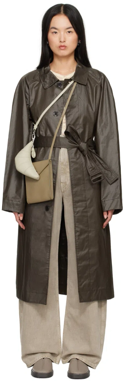 Lemaire Brown Belted Rain Coat In Br501 Dark Tobacco