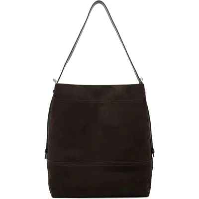 Lemaire Brown Belted Tote In Br007 Ebony Brown