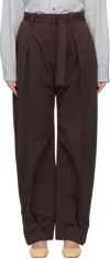 Lemaire Brown Curved Volume Trousers In Brown