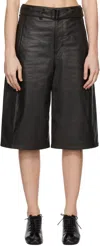 Lemaire Brown Bermuda Leather Shorts In Br507 Dark Espresso
