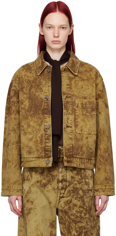 Lemaire Brown Boxy Denim Jacket In Br398 Dnm Snow Brnz