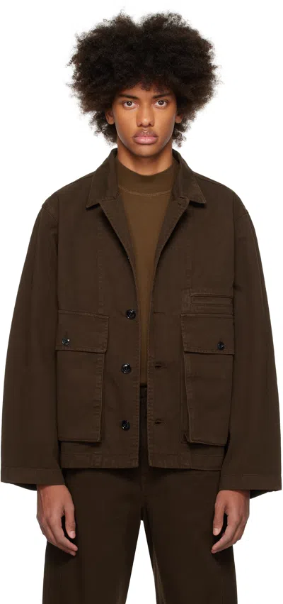 Lemaire Brown Boxy Denim Jacket In Br495 Espresso