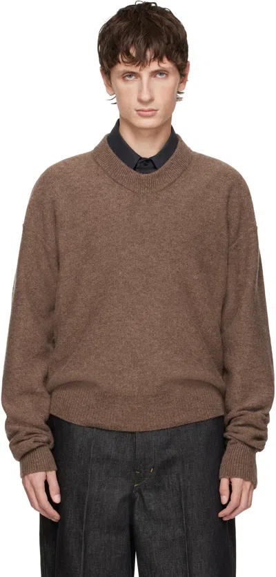 Lemaire Brown Boxy V Neck Sweater