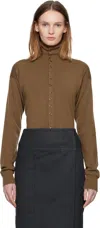 Lemaire Brown Buttoned Fitted Cardigan In Brown