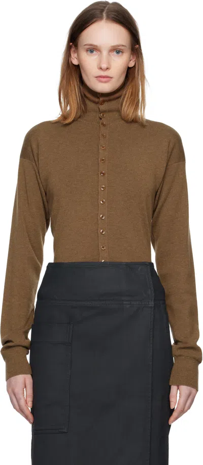 Lemaire Brown Buttoned Fitted Cardigan