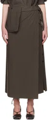 Lemaire Brown Buttoned Maxi Skirt In Brown