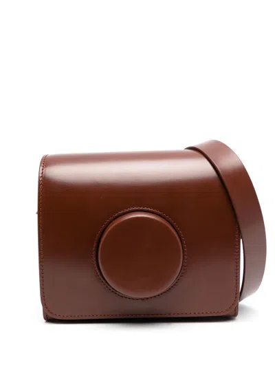 Lemaire Brown Camera Leather Shoulder Bag