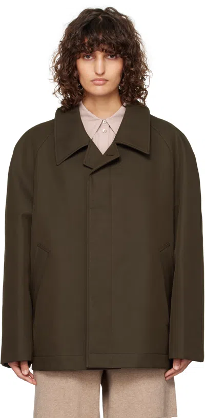 Lemaire Brown Car Jacket In Br495 Espresso
