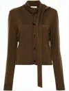 Lemaire Brown Cardigan With Unique Scarf Detail In Multi