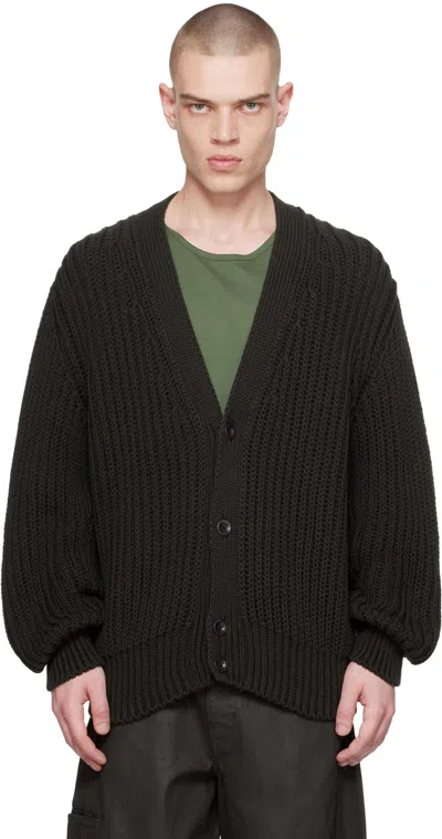 Lemaire Brown Chunky Cardigan In Br507 Dark Espresso