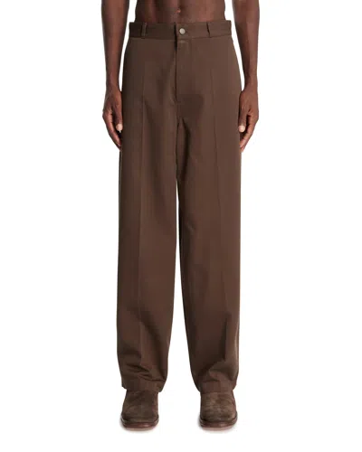 Lemaire Brown Cotton Barrel Pants In Brown Marrone   #3d322d