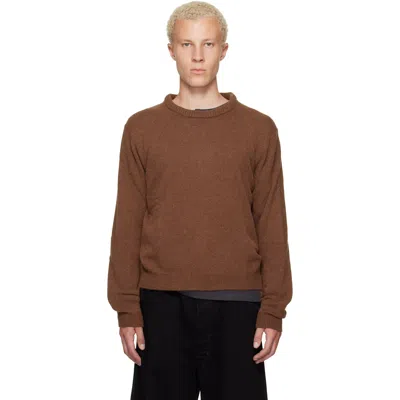 Lemaire Brown Crew-neck Alpaca Wool Blend Sweater