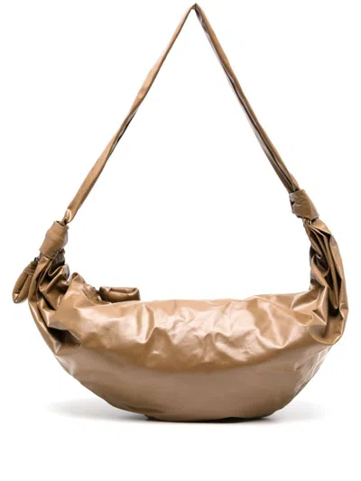 Lemaire Large Soft Croissant Leather Shoulder Bag In Brown