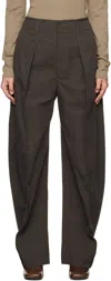Lemaire Brown Curved Volume Trousers In Br504 Dark Brown