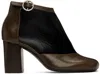 Lemaire Cut-out Block Heel Ankle Boots In Br449 Dark Brown