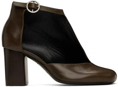 LEMAIRE BROWN CUT OUT ANKLE BOOTS