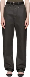Lemaire Shiny Coated Dropped Crotch Pants In Br490 Dark Chocolate