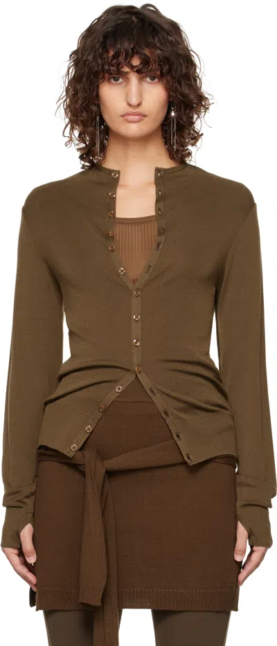 Lemaire Brown Fitted Seamless Cardigan In Br425 Havana Brown