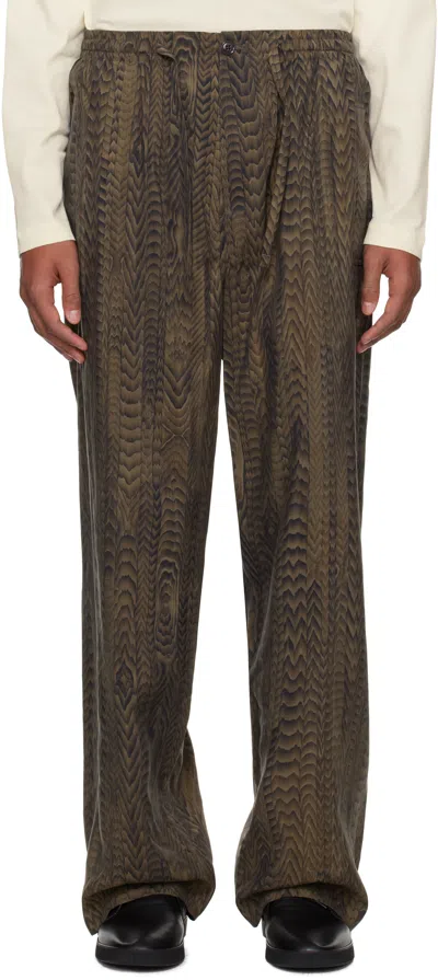 Lemaire Brown Freelingwaters Edition Printed Pyjama Pants In Mu224 Dark Brown / B