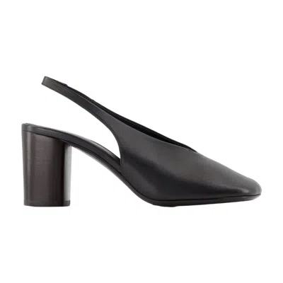 Lemaire Brown Lambskin Heels In Black