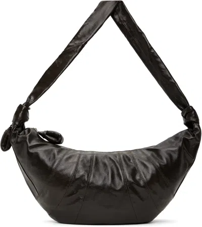 Lemaire Brown Large Croissant Bag In Br501 Dark Tobacco