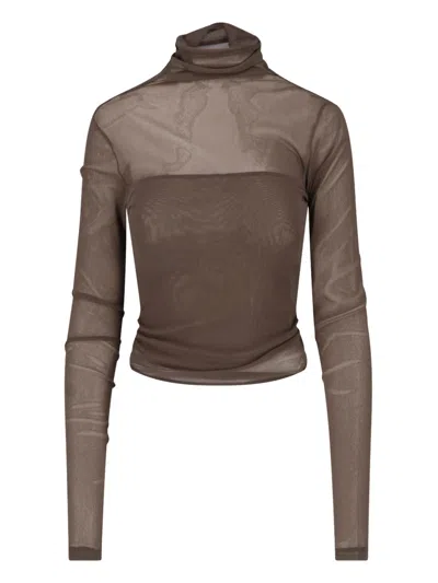 Lemaire Brown Layered Rear Bow Long-sleeve Blouse