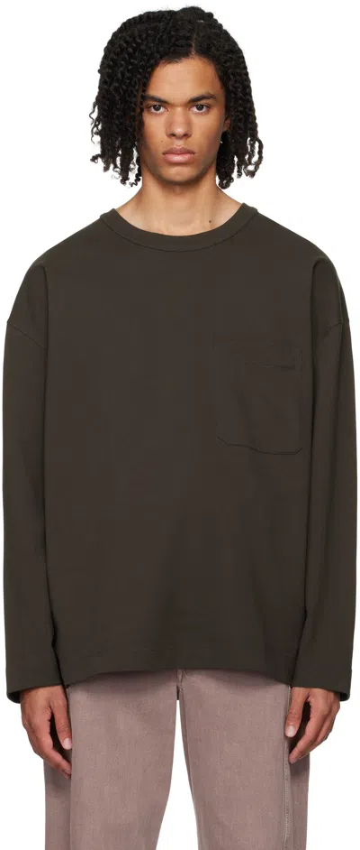 Lemaire Brown Long Sleeve T-shirt In Br495 Espresso