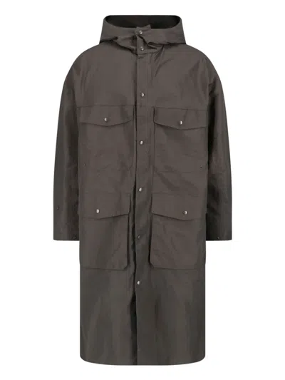 Lemaire Brown Long Straight Utilitarian Hooded Jacket
