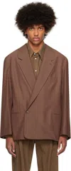 Lemaire Brown Maxi Double Breasted Blazer In Br429 Rosy Brown