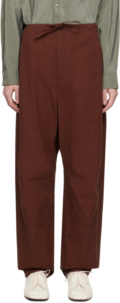 Lemaire Brown Maxi Trousers In Br401 Chocolate Fond