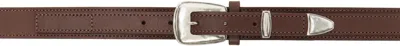 Lemaire Brown Minimal Western Belt In Br503 Roasted Pecan
