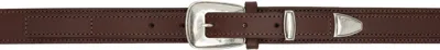 Lemaire Brown Minimal Western Belt In Br503 Roasted Pecan
