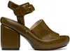 LEMAIRE BROWN PADDED WEDGE HEELED SANDALS