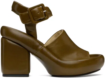 Lemaire Brown Padded Wedge Heeled Sandals In Br485 Kobicha Brown
