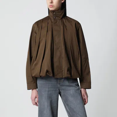 Lemaire Brown Pleated Cotton Satin Jacket