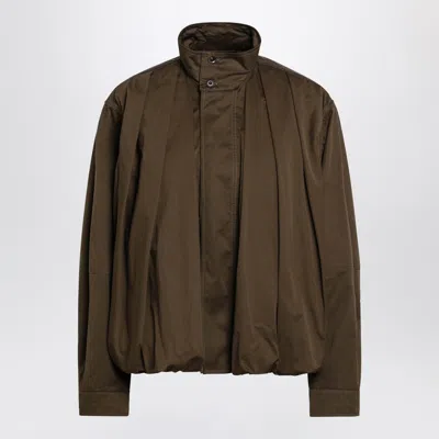 Lemaire Brown Pleated Cotton Satin Jacket