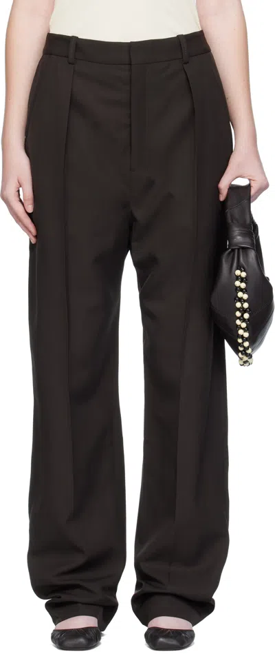 Lemaire Brown Pleated Trousers In Black
