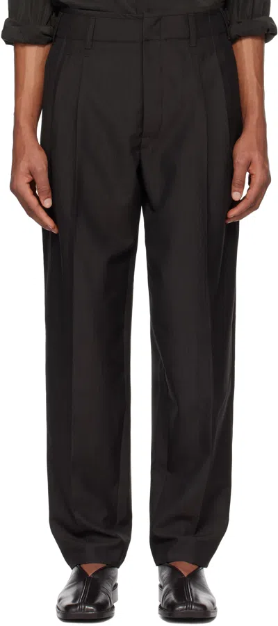Lemaire Brown Pleated Trousers In Br599 Dark Espresso