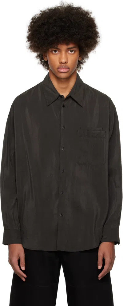 Lemaire Brown Relaxed Shirt In Br507 Dark Espresso