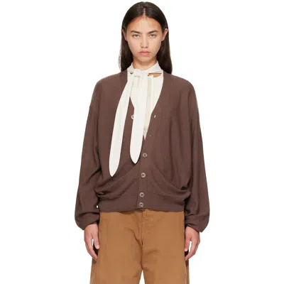 Lemaire Brown Relaxed Twisted Cardigan