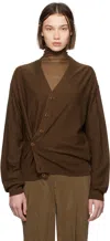 Lemaire Brown Relaxed Twisted Cardigan In Br451 Hazelnut Brown