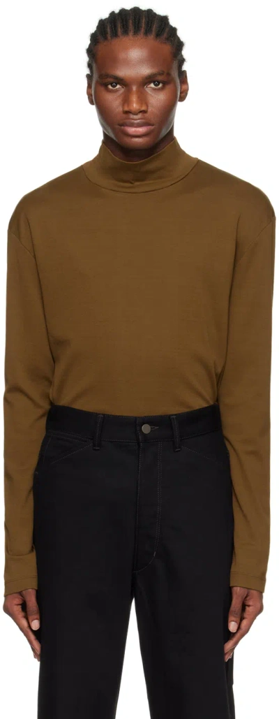 Lemaire Brown Rib Turtleneck In Br425 Havana