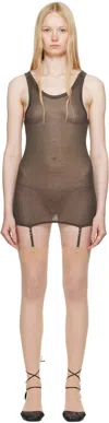 Lemaire Ribbed Texture Tank Top With Adjustable Straps In Br449 Dark Brown
