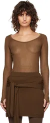 Lemaire Brown Seamless T-shirt In Brown