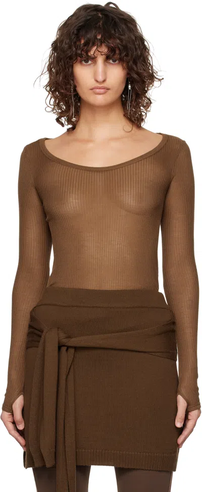 Lemaire Brown Seamless T-shirt