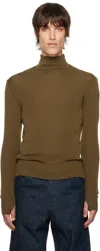 LEMAIRE BROWN SEAMLESS TURTLE NECK SWEATER