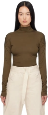 Lemaire Women Second Skin High Neck T-shirt In Dark Tobacco