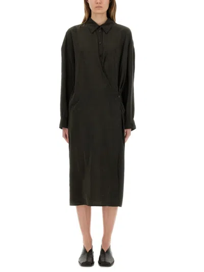 Lemaire Brown Shirt Collar Midi Dress