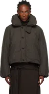Lemaire Brown Short Puffer Blouson Down Jacket In Gray