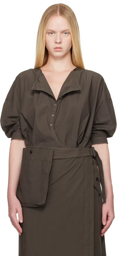 Lemaire Brown Short Sleeve Twisted Shirt